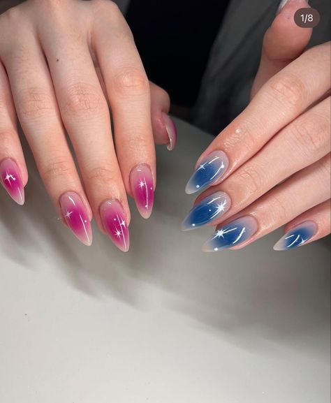 nails, nails idea, nails inspo, gel nails, acrylic nails, nail design, blue nails, nail extension, nail art, nail design, ombre nails, blue ombre nails, airbrush nails, trendy nails, pink nails, bling nails, blush nails 2023 Nail Design Trends, Nail Art Designs Simple, Designs Y2k, Nails Airbrush, Stiletto Shaped Nails, Crazy Nail Designs, Airbrush Nails, Home 2023, Shaped Nails