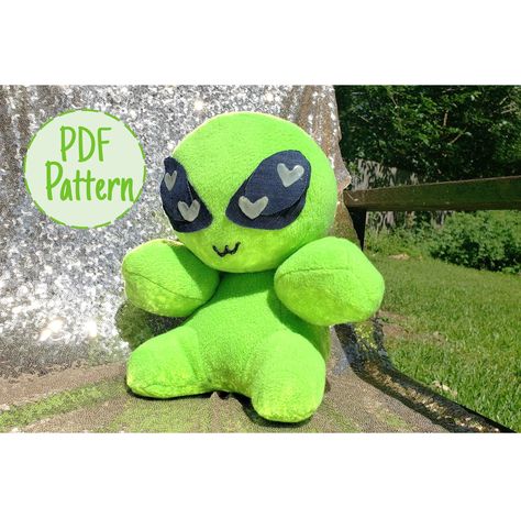 **This listing is for a SEWING PATTERN, not a finished plush Tutorial language: English Never got your own pet alien from Area 51? This PDF pattern and accompanying sewing tutorial can empower you to make your very own soft, handcrafted green alien as compensation. Great as a gift or to help someone learn how to sew plush, too! This is a digital item (PDF pattern and sewing tutorial) only. It is rather sizeable for a "little green dude", but still not a complicated plush to complete. I would rat Sewing Darts, Alien Crafts, Alien Plush, Green Alien, Aliens Funny, Ladder Stitch, Embroidery Scissors, Applique Fabric, Cute Stuffed Animals