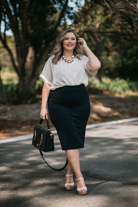 Plus Size Outfits With Skirts, Plus Size Office Dress, Styling Plus Size Women, Plus Size Professional Outfits Work Wear, Corporate Outfits Plus Size, Corporate Attire Women Plus Size, Curvy Professional Work Outfits, Plus Size Looks For Summer, Business Casual Outfits For Plus Size Women