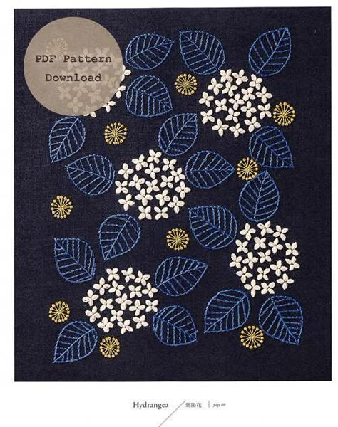 Yumiko Higuchi Embroidery, Yumiko Higuchi, Sashiko Pattern, Textile Art Embroidery, Digital Embroidery Patterns, Sashiko Embroidery, Embroidery Template, Floral Embroidery Patterns, Embroidery Motifs