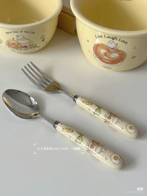 Household Items Aesthetic, Aesthetic Cooking Utensils, Aesthetic Utensils, Aesthetic Cutlery, Cute Kitchen Utensils, Cute Cutlery Set, Cute Korean Kitchen Aesthetic, Cute Kitchen Utensils Korean, Cute Cutlery