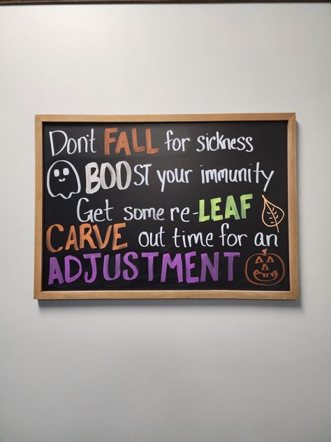 Autumn Chiropractic Quotes, Halloween Chiropractic Jokes, Chiropractic Halloween Humor, October Chiropractic Boards, November Chiropractic, Chiropractic Thanksgiving, Halloween Chiropractic Boards, Chiropractor Halloween, Fall Chiropractic Boards