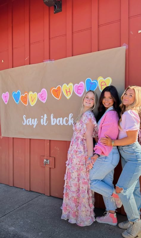 Meet The Sisters Sorority, Valentines Day Sisterhood Sorority, Sorority Vp Recruitment, Sorority Bid Day Banner, Bid Day Signs For New Members, Sisterhood Retreat Banner, Sisterhood Bonding Activities Sorority, Sorority Family Tree, Big Little Banner Sorority