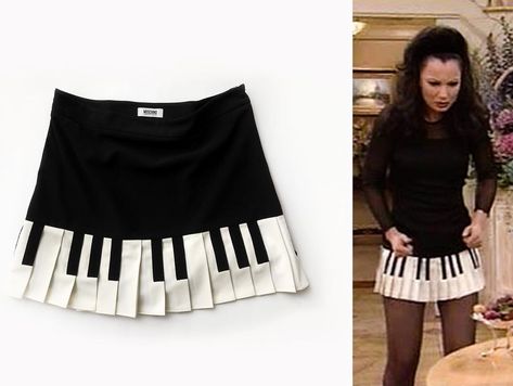 Crochet Piano Skirt, Emo Outfits With Skirt, Musical Inspired Outfits, Piano Clothes, Piano Skirt, Piano Dress, Music Dress, Moschino Fashion, Fran Drescher