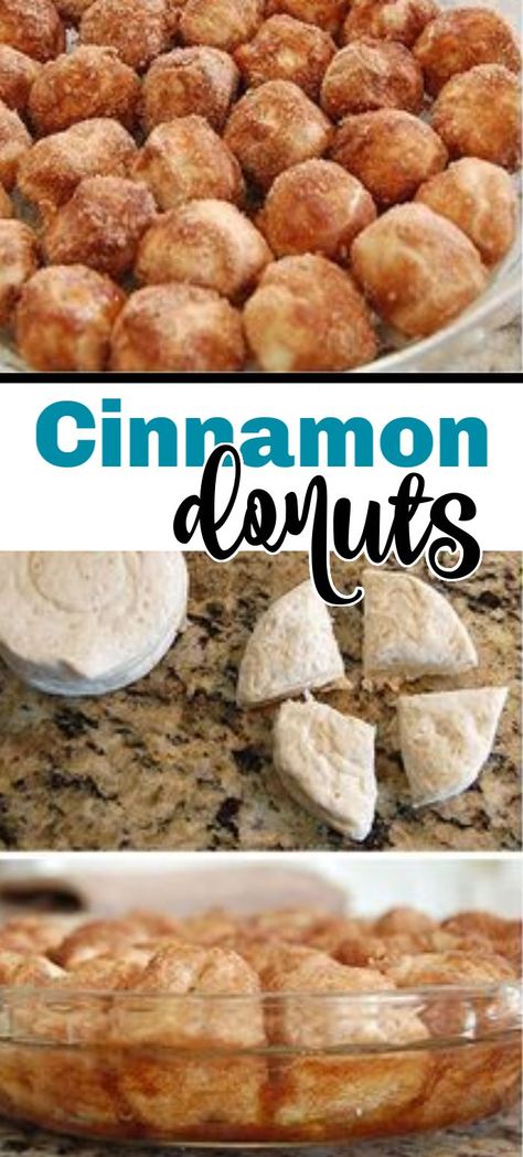 Baked Donut Holes, Baked Donuts Easy, Donut Hole Recipe, Canned Biscuit, Biscuit Donuts, Baked Donut, Valentines Recipes Desserts, Cinnamon Donuts, Cinnamon Sugar Donuts