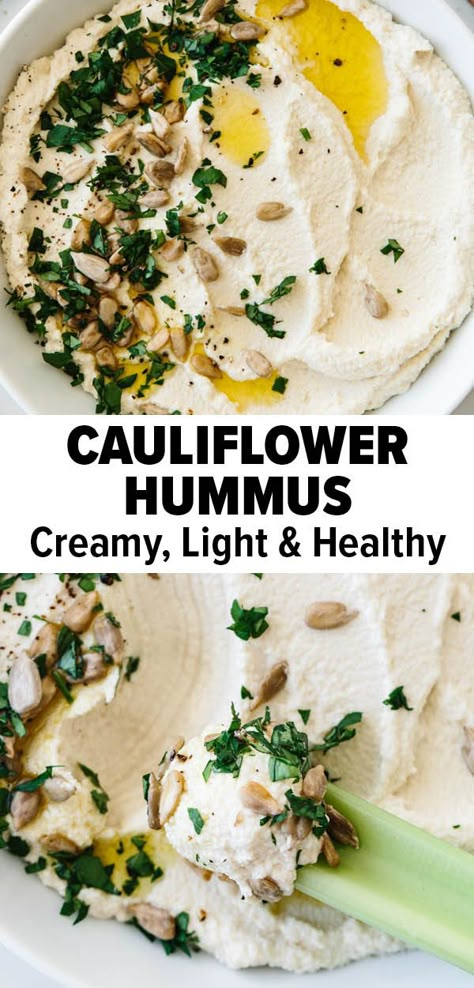 Roasted Cauliflower Hummus, Low Carb Hummus, Paleo Hummus, Recipe Hummus, Hummus Appetizers, Cauliflower Hummus, Healthy Appetizer, Healthy Appetizer Recipes, Resep Diet