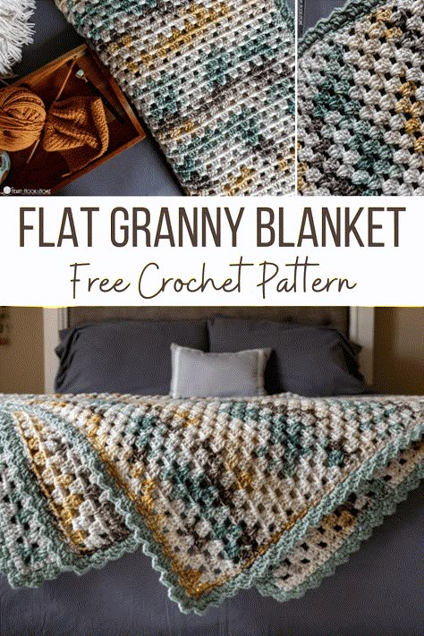 This free Flat Granny Crochet stitch blanket pattern is perfect for beginners or crocheters off all skill levels. Let's make one! Chevron Crochet Blanket Pattern, Crochet Blanket Sizes, Crochet Granny Stitch, Crochet Blanket Chevron, Granny Blanket, Crochet Throw Pattern, Afghans Crochet, Granny Square Crochet Patterns Free, Stitch Blanket