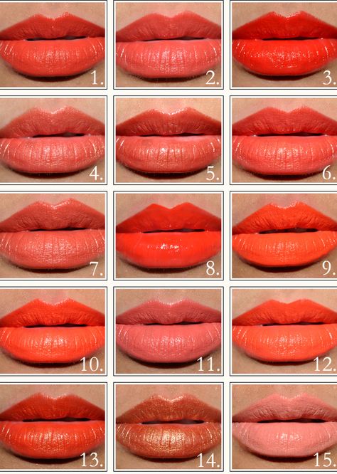 The Summer Season: Orange Lipsticks & Lipglosses Round-up - Temptalia Beauty Blog: Makeup Reviews, Beauty Tips Red Orange Lipstick, Coral Lipstick, Orange Lipstick, Orange Lips, Clown Makeup, Orange Is The New Black, Lipstick Shades, Makeup Reviews, Red Lipstick