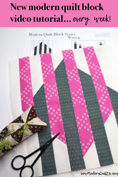 Woven Block: Modern Quilt Block Series Woven Quilt Pattern Free, Fabric Growth Chart, Woven Quilt, Quilted Potholder Pattern, Quilt Techniques, Quilts Modern, Modern Quilting Designs, Modern Quilt Blocks, Block Quilts