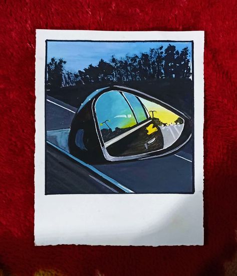 Mirror Drawings, Side Mirror Car, Sidecar, Side Mirror, Polaroid Film, Drawings