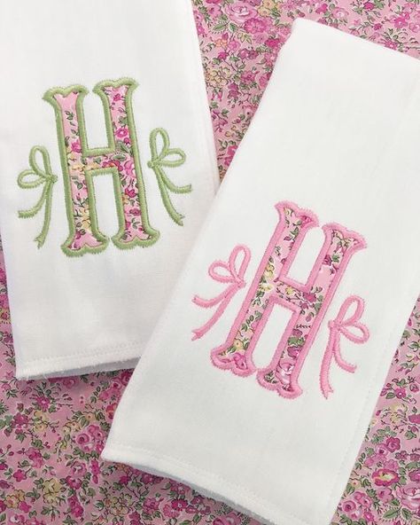 Embroidered Bows, Single Letter Monogram, Monogrammed Burp Cloths, College Dorm Room Decor, College Apartment Decor, Letter Monogram, Single Letter, Burp Cloth, Monogram Gifts