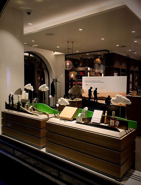 Window display stands designed for the unique cigar line “The Davidoff Golf Scorecard Edition 2016”. As part of the campaign, a miniature golf course was created on the display. To emphasize the rank of the Golf Scorecard products; materials such as brass, frosted glass, custom-made ceramic clouds and real golf balls have been used among others Ceramic Clouds, Golf Scorecard, Golf Clubhouse, Miniature Golf Course, Miniature Golf, Display Stands, Golf Balls, Stand Design, Window Display