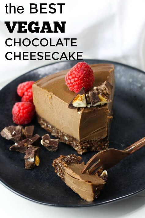 11 Easy Chocolate Cheesecake Recipes You Can Make at Home #whitechocolatecheesecakequick Vegan Chocolate Cheesecake, Easy Chocolate Cheesecake, Recipe Cheesecake, Vegan Cheesecake Recipe, Chocolate Cheesecake Recipes, Cheesecake Dessert, Cookies Bars, Baking Chocolate, Vegan Cheesecake