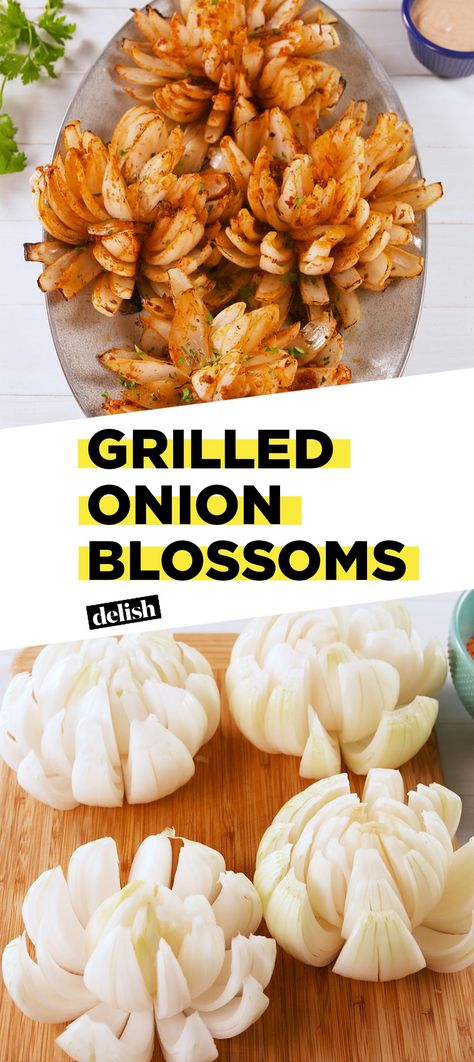 Best Charcoal Grill Recipes, Easy Charcoal Grill Recipes, Grilling Recipes Vegetarian, Spring Burger Recipes, Cheap Grilling Ideas, Grilled Dessert Recipes, Things To Grill For Dinner, Onion Blossom Recipe, Onion Blossom