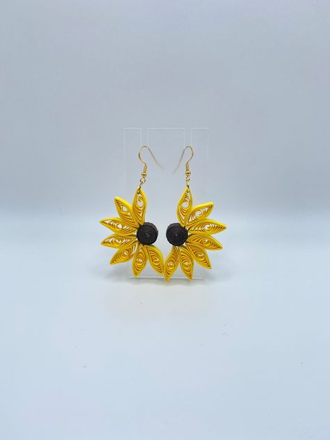 Paper Quilling Earrings Unique, Quilling Earrings Unique, Quilling Studs, Quill Art, Quill Earrings, Sunflower Paper, Paper Quilling Earrings, Earrings Paper, Quilled Earrings