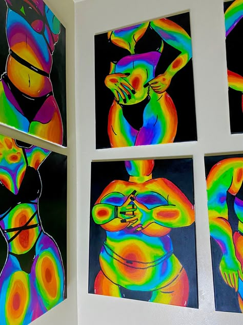 Plus Size Thermal Body Painting, Cool Acrylic Painting Ideas On Canvas, Diy Body Painting On Canvas, Thermal Pictures, Thermal Painting Ideas, Lean Painting, Body Heat Painting, Acrylic Body Painting, Ed Painting