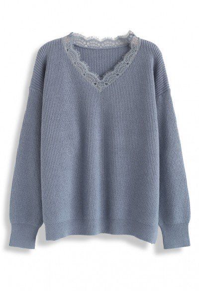 Dusty Blue Outfit, Png Clothes, Ribbed Knit Fabric, Ribbed Knit Sweater, Dream Clothes, Blue Sweaters, Aesthetic Outfits, Dusty Blue, Unique Fashion