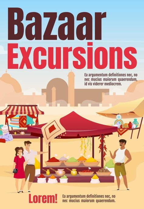 Bazaar excursions poster flat color vector template Bazaar Poster, Poster Design Ideas, Poster Flat, Vector Template, Color Vector, Flat Color, Graphic Design Posters, Egypt, Poster Design