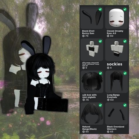 #roblox #robloxoutfits #robloxoutfitideas #cyber #y2k #matchingavatars #inspo #iiimboo Black Emo Roblox Avatar, Black Roblox Avatar Ideas, Roblox Witch Outfit Codes, Roblox Outfit Y2k, Roblox Y2k Outfits, Roblox Shop, Emo Roblox Outfits, Roblox Ava, Body Tutorial