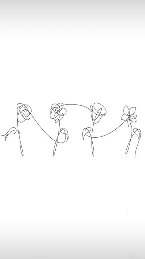 Love Yourself Her Tattoo, Love Yourself Tear Tattoo, Love Yourself Flower Tattoo, Love Yourself Drawings, Bts Flower Tattoo, Love Yourself Line Art, Bts Love Yourself Wallpaper, Bts Love Yourself Tattoo, Love Yourself Logo