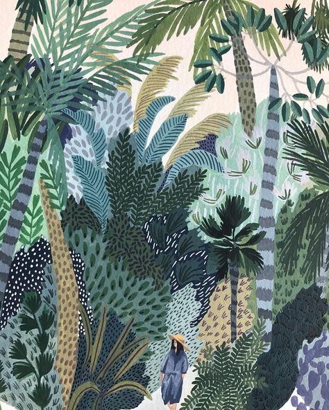 Detail from Andromeda Gardens painting. Carlisle Bay, Barbados, by @ohkiistudio Ohkii Studio, Angela Mckay, Figurative Kunst, Summer Illustration, Brown Paper Bag, Art Et Illustration, Plant Illustration, Art And Illustration, Beautiful Drawings