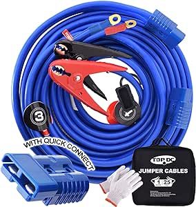 TOPDC Heavy Duty Automotive Booster Jumper Cables,1 Gauge 25 Feet 800A Booster Cables with UL-Listed Clamps, Quick Connect Plug Jumper Cables Kit for Car, SUV and Trucks with Carry Bag(TD-S02P0125) Giant Alligator, Full Size Pickup Truck, Mid Size Car, Suv Trucks, Car Suv, Cargo Van, Compact Cars, Garden Items, Truck Accessories