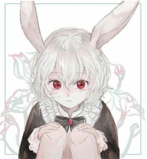 'Secretly pregnant with a constellations baby' boy × boy bl Kawaii Easter, Bunny Ears, Cute Kawaii, White Hair, Constellations, Easter, Angel, Red, Hair