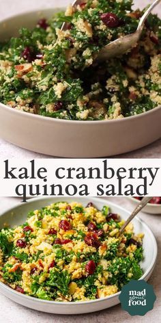 Kale Recipes Healthy, Cranberry Quinoa, Cranberry Quinoa Salad, Quinoa Salads, Quinoa Recipes Healthy, Kale Quinoa Salad, Kale Recipes, Quinoa Salad Recipes, Best Salad Recipes