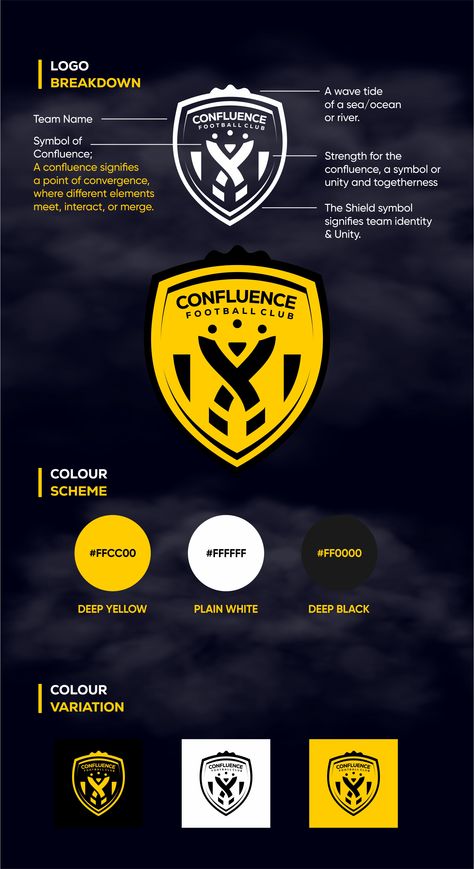 Logo design for an Abuja-Based Football club, confluence FC, all element represent the club history. Esport Logo Design Ideas, Football Club Branding, Soccer Club Logo Design, Logo Club Futsal, Football Club Logo Design Ideas, School Club Logo, Football Logo Design Ideas, Football Club Logo Design, Football Club Names