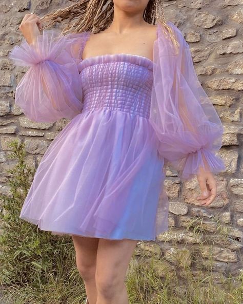 from Beasha Studios Purple Dress Aesthetic, Eras Fits, Purple Dress Short, Zero Waste Pattern, 80's Prom, Future Clothing, Lavender Outfit, Eras Outfit, Purple Summer Dress