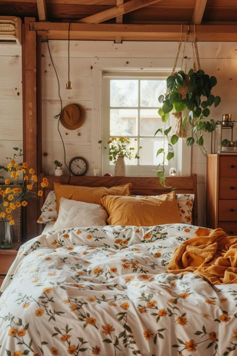 I adore the cottagecore bedroom style for its cozy and nostalgic ambiance, which makes me feel like I'm surrounded by nature and simplicity. The soft color palettes, vintage touches, and natural elements create a serene and enchanting atmosphere that resonates with my love for all things quaint and charming. Floral Boho Bedding, Summer Bedding Idea, Cabin Room Ideas, Mint Green Prom Dresses, Cottage Core Bedroom Ideas, Bedroom Theme Ideas, Floral Patterns Vintage, Colorful Cottagecore, Cottagecore Bedroom Ideas