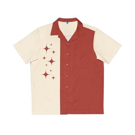 Deep Crimson Again Stars Retro Classic-inspired Hawaiian Bowling Model Shirt, Fifties Button-up, atomic stars rockabilly, retro colours, off white- #1950s #Atomic #Bowling #ButtonUp #Colors #Deep #Hawaiian #Red #Retro #Rockabilly #Shirt #Stars #style #Vintageinspired #WHITE Check more at https://howcandothis.com/manstyle/deep-crimson-again-stars-retro-classic-inspired-hawaiian-bowling-model-shirt-fifties-button-up-atomic-stars-rockabilly-retro-colours-off-white/ Interesting Shirt Designs, Retro Button Up Shirt, Be A Flamingo, Retro Colours, Pet Rock, Roller Rink, Saturday Night Fever, Ticket Stub, Disco Shirt