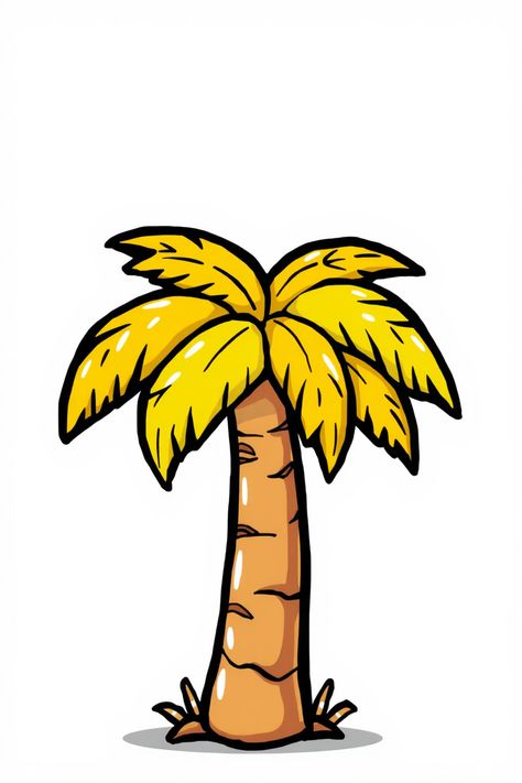 Check Out This Cute Palm Tree Cartoon Drawing & 12+ Other Palm Tree Drawing Ideas! #drawingideas #drawinginspiration Tree Drawing Ideas, Palm Tree Sketch, Tree Line Drawing, Palm Tree Drawing, Tree Cartoon, Tree Doodle, Beach Drawing, Conservation Art, Cartoon Clip