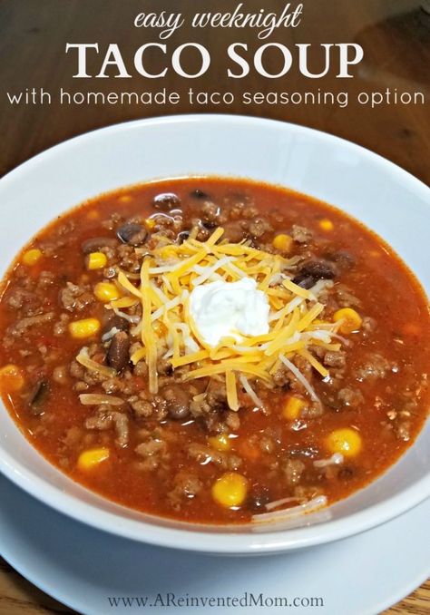 Soup With Tomato Sauce, Quick And Easy Taco Soup Recipe, Taco Soup Recipe Easy, Easy Taco Soup, Taco Soup Recipe, Easy One Pot Meals, Easy Taco, Homemade Tacos, Stuffed Pepper Soup