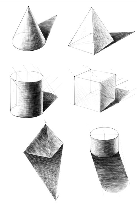 Shadow Shading, Drawing Shadows, Draw Buildings, Pencil Shading Techniques, Geometric Shapes Drawing, Beginner Drawing Lessons, Basic Sketching, Shading Drawing, Drawing Scenery