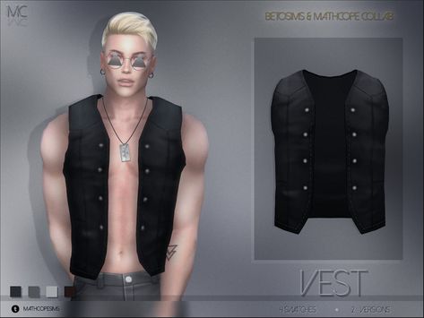 Sims 4 Vest Male, Sims 4 Cc Male Vest, Denim Vest Men, Male Sims, Sims Background, Male Shirts, Cowboy Vest, Sims 4 Male Clothes, Background Characters