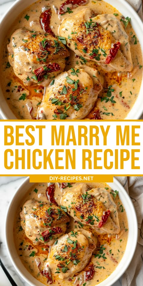 Looking for the best Marry Me Chicken recipe? Look no further! Creamy, cheesy, and packed with flavor. Great for any occasion. Marriage Chicken Recipe, Creamy Marry Me Chicken Recipe, Baked Marry Me Chicken Recipe, Marry Mr Chicken Recipe, The Best Marry Me Chicken Recipe, Healthy Marry Me Chicken Recipe, Marry Me Chicken Recipe Healthy, Oven Baked Marry Me Chicken, Mary Me Chicken Thighs