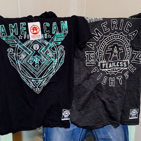 American Fighter T-Shirt Nwt Sz Xs In Men's Will Fight Junior Szs/M American Fighter Shirts, Casual Logo, Character Tattoos, Tie Dye Men, Cartoon Character Tattoos, American Fighter, Preppy Casual, School Clothes, Patriotic Shirts