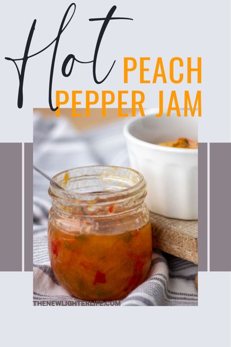 A sweet and spicy jam that has many uses such as a sandwich spread, baked brie, meatballs, grilled pork, chicken wings, and more!  A favorite! Peach Pepper Jam, Jam Maker Recipes, Peach Pepper Jelly Recipe, Pepper Jam Recipe, Peach Pepper Jelly, Peach Jalapeno Jam, Spicy Jam, Spiced Peach Jam, Savory Jam Recipes