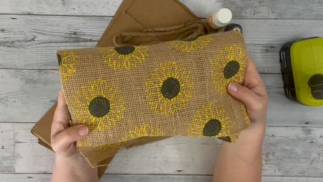 Sunflower Hanger DIY | I used some of this cute burlap from Dollar Tree for this easy sunflower hanger! I hope it inspires you! | By We Craft Around Burlap Sunflower, Sunflower Crafts, Hanger Diy, Pretty House, Fall Thanksgiving, Craft Tutorials, Dollar Tree, Diy And Crafts, Burlap