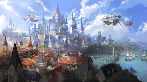 ArtStation - kingdom, Hui-Won Park Fantasy Kingdom Art, Kingdom Background, Kingdom Landscape, Kingdom Wallpaper, Fantasy Kingdom, Kingdom City, Anime Kingdom, Fantasy Background, Fantasy City