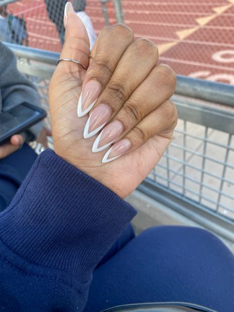 French Tips, V shaped, white, med length V Manicure French Tips, Arrow French Tip Nails, Angled Tip Nails, V French Almond Nails, Double V French Tip Nails, Sharp Almond French Tip, Almond V French Tip Nails, Vtip French Nails, White V French Tip Nails