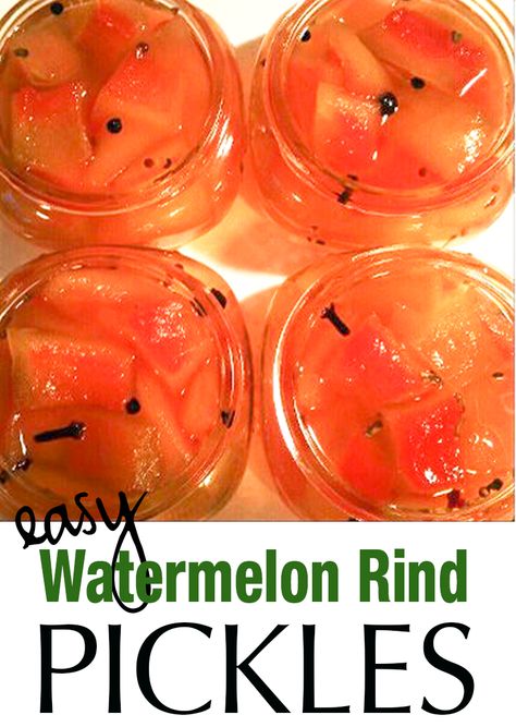 Cinnamon Pickles, Watermelon Rind Preserves, Pickled Watermelon Rind Recipe, Watermelon Rind Pickles, Watermelon Rind Recipes, Pickled Fruit, Easy Pickling Recipes, Pickled Watermelon Rind, Watermelon Pickles