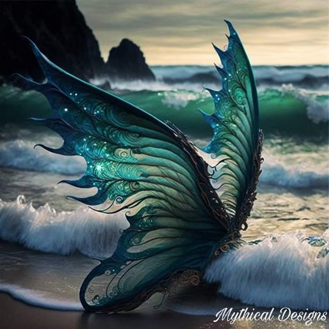 Mermaid Wings, Water Fairy Wings, Mermaid With Wings, Water Wings, Blue Fairy Wings, Water Fairy, Wings Drawing, Water Dragon, Wings Art