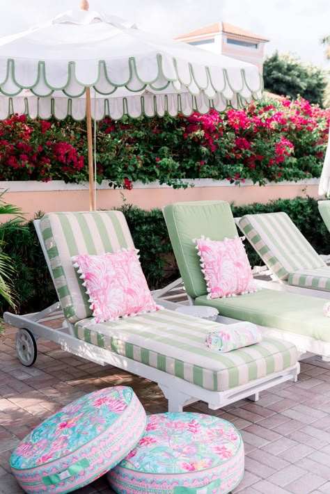 Home: Pottery Barn x Lilly Pulitzer | Palm Beach Lately Palm Beach Party, Palm Beach Decor, Poolside Decor, Home Pottery, Palm Beach Chic, Beach Patio, Palm Beach Style, Pool Decor, Pool Furniture