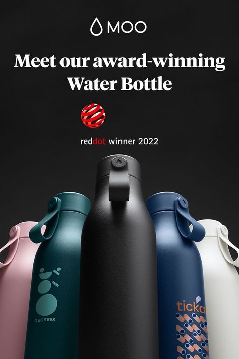 Our custom Water Bottle has just won a 2022 Red Dot Design Award. The jury were fans of the branding options and how it promotes “sustainable water bottles in the workplace”. But we’ll let you judge it for yourself. Futuristic Water Bottle, Unique Water Bottle Design, Water Bottle Advertisement, Tumblr Design Bottle, Water Bottle Branding, Water Bottle Photography, Room Aesthetic Dark, Unique Water Bottle, The Moo