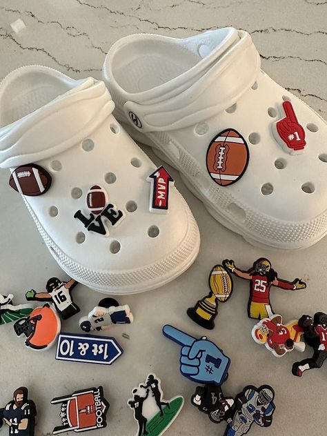 Crocs For Babies, Football Crocs, Toddler Crocs, Toddler Football, Baby Fashionista, Crocs Shoes, Hype Shoes, Comfy Shoes, Mini Me