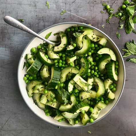 Cucumber, Pea and Mint Salad - Yorkshire Food Recipes Pea And Mint Salad, Cucumber Pea Salad, Mint Salad Recipes, Yorkshire Food, Snap Pea Salad, Mint Salad, Mint Sauce, Cucumber Recipes Salad, Pea Salad