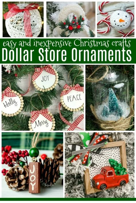 Cheap Christmas Ornaments, Store Ornaments, Cheap Christmas Crafts, Dollar Store Christmas Crafts, Frugal Christmas, Inexpensive Christmas, Farmhouse Christmas Ornaments, Easy Christmas Ornaments, Diy Christmas Tree Ornaments