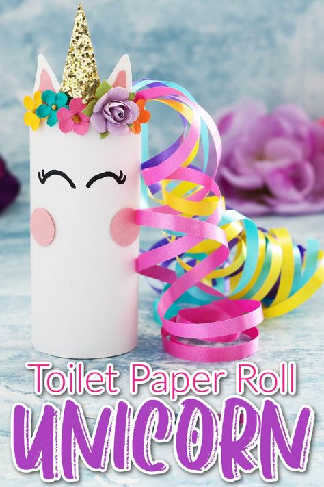 This unicorn toilet paper roll craft is the perfect way to keep the kids entertained this summer. Easy to make and super cute, your kids will have so much fun creating this simple craft! Toilet Paper Roll Craft, Roll Craft, Unicorn Craft, Toilet Paper Crafts, Unicorn Crafts, Easy Arts And Crafts, Hand Crafts For Kids, Toilet Paper Roll Crafts, Paper Roll Crafts